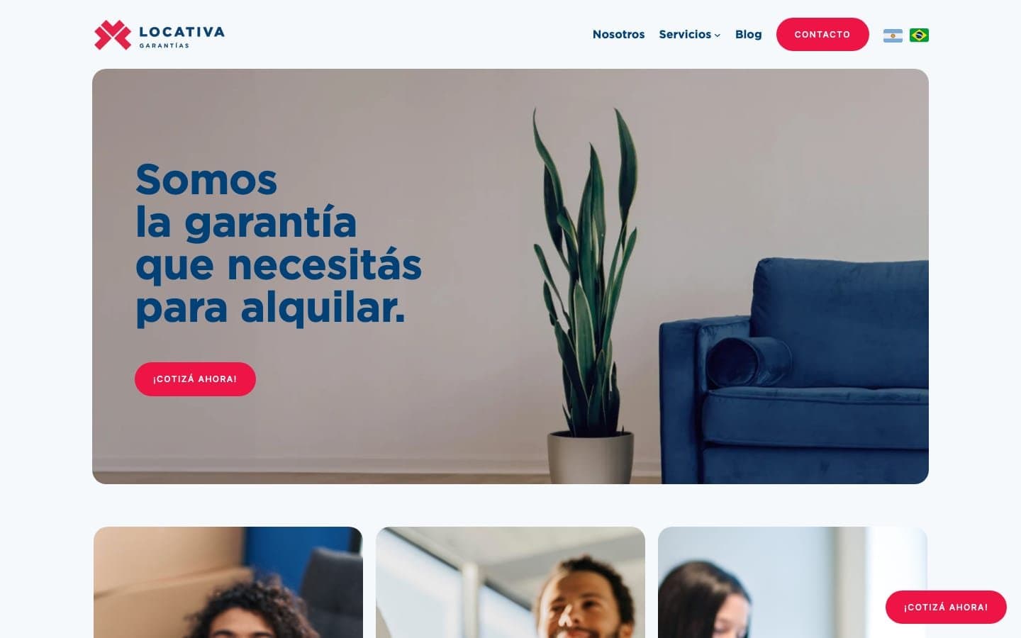 Screenshot of the Locativa – Real Estate Guarantee Platform website homepage
